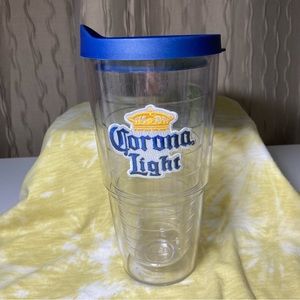 Corona Light Tervis Tumbler Embroidered Logo Patch Blue Lid  24oz Great!